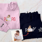 Custom Sketch Embroidered Photo Hoodie, Personalised Faceless Portrait Sketch Hoody, Daddy Matching Birthday Tops , Fathers Day Gift for Dad