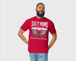 Salty Moms Beach Club Tee, Just Wanna Have Sun Summer Shirt For Women, Cute Summer Vibes Vacation Graphic T-Shirt M8440