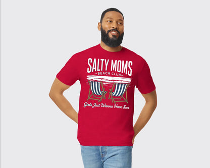 Salty Moms Beach Club Tee, Just Wanna Have Sun Summer Shirt For Women, Cute Summer Vibes Vacation Graphic T-Shirt M8440