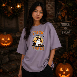 Ghost witch lollipop graphic Halloween Oversized t-shirt