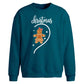 Gingerbread Girl Half Heart Christmas Oversized Sweatshirt