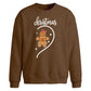 Gingerbread Girl Half Heart Christmas Oversized Sweatshirt