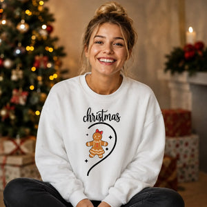 Gingerbread Girl Swirl Heart Christmas Unisex Sweatshirt