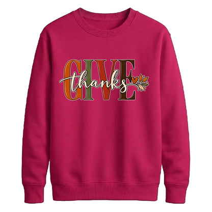 Give thanks cursive leaf art Thanksgiving Unisex Sweatshirt