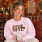 Give thanks cursive leaf art Thanksgiving Unisex Sweatshirt