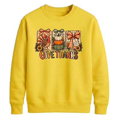 Give thanks turkey bow art Thanksgiving Unisex Sweatshirt