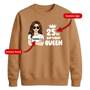 Personalized Birthday Gift Sweatshirt | Glam Birthday Queen Design for Her