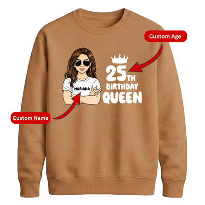 Personalized Birthday Gift Sweatshirt | Glam Birthday Queen Design for Her