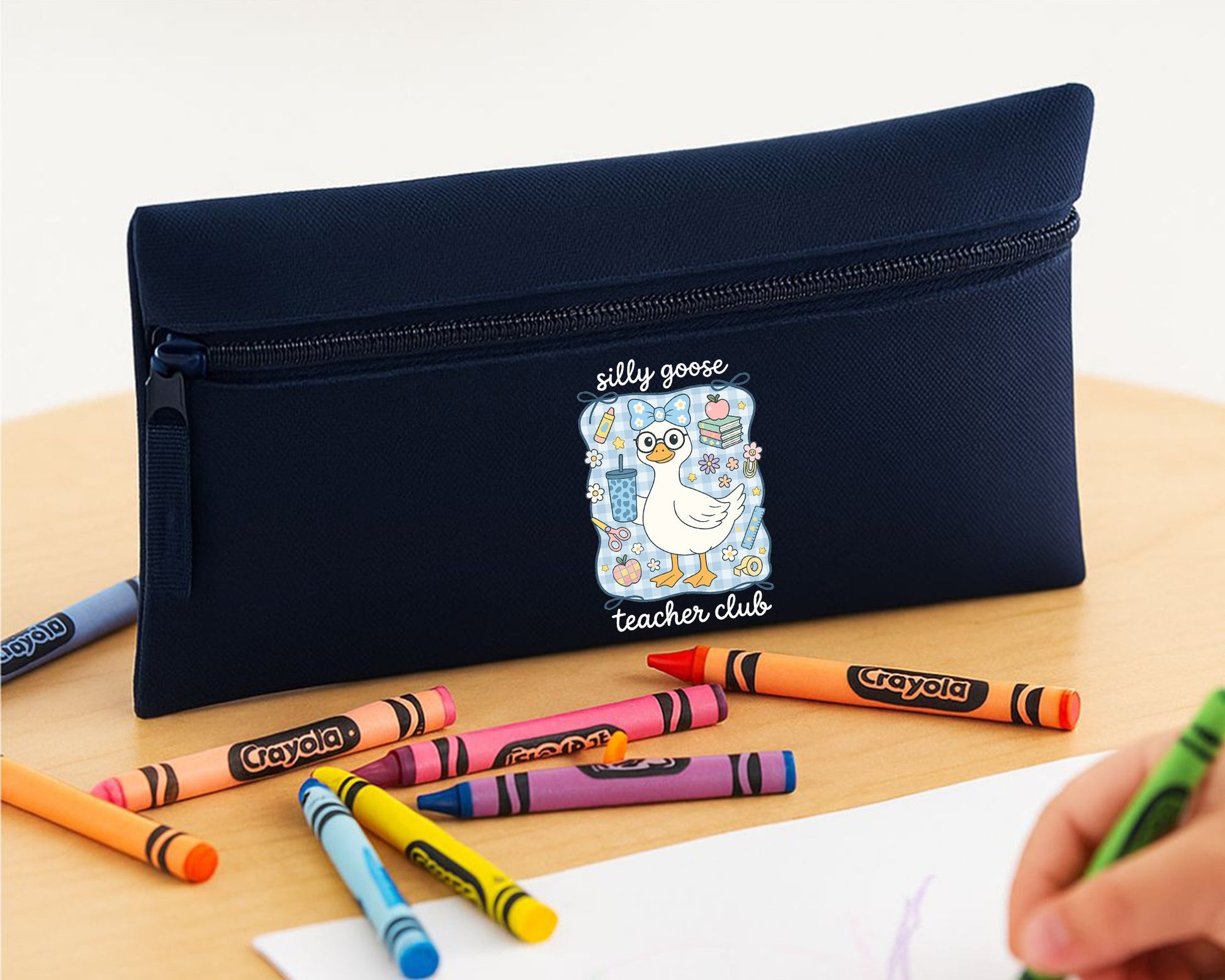 Silly Goose Teacher Club Pencil Case, Cute Printed Duck Back To School Supply Organizer For Kids, Teachers & Students M8479