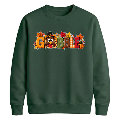 Gobble turkey pumpkin print Thanksgiving Unisex Sweatshirt