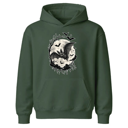 Gothic full moon flying bat graphic Halloween Kids Hoodie