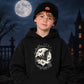 Gothic full moon flying bat graphic Halloween Kids Hoodie