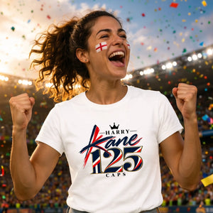 Harry Kane 125 caps football match graphic Ladies T-Shirt