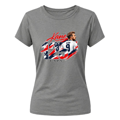 Harry Kane 125 caps football portrait graphic Ladies T-Shirt