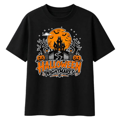 Haunted house moon night graphic Halloween Oversized t-shirt
