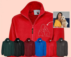 Embroidered Photo Custom Fleece, Outline Portrait from Photo Zip Up Fleece Jacket, Comfort Colors Personalised Fleece, Memorial Photo Gift