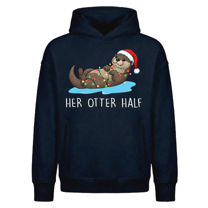 Lovely Couple Her Otter Half Christmas Oversized Hoodie