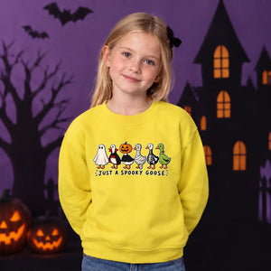 Hilarious costumed geese line Halloween Kids Sweatshirt