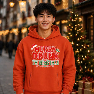 Hilarious Merry Drunk Drinking Christmas Oversized Hoodie