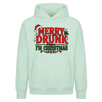 Hilarious Merry Drunk Drinking Christmas Oversized Hoodie