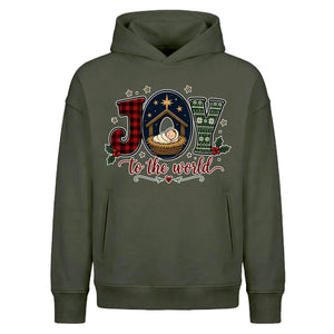 Holy Nativity Joy To The World Christmas Oversized Hoodie