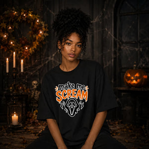 Horror ghost face mask graphic Halloween Oversized t-shirt