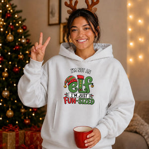 Humorous Fun Sized Elf Quote Christmas Oversized Hoodie