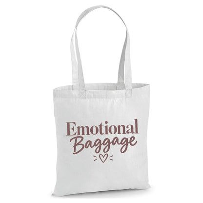 Humourous emotional baggage slogan print cotton Tote Bag