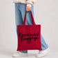 Humourous emotional baggage slogan print cotton Tote Bag