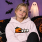 Hungry pumpkin chasing little ghosts Halloween Kids Hoodie