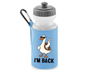 Back To School Water Bottle, Funny Duck Printed I’m Back, 600D Polyester Soft Water Bottle, BPA-Free, Gift for Students Or Teachers M8482