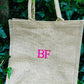 Custom Monogram Jute Tote Bag, Embroidered Bridesmaid Shopping Tote Bag, Minimalist Laminated Tote Bags, Personalised Bridesmaid Party Gift