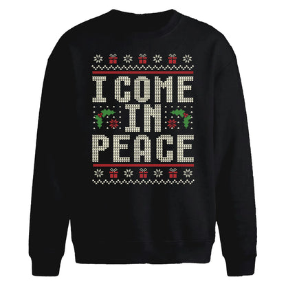 I Come In Peace Knit Print Christmas Oversized Sweatshirt