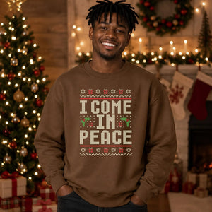 I Come In Peace Knit Print Christmas Oversized Sweatshirt