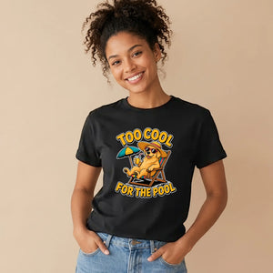 Too Cool For The Pool Dog Summer Graphic Ladies T-Shirt