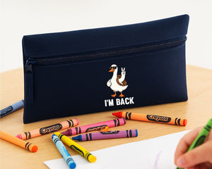 Back To School Kids Pencil Case, I’m Back Funny Duck Print, Durable & Stylish Storage Pouch For School Supplies Gift M8482