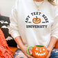 Halloween Embroidered Sweatshirt, Personalised Text/Date Crewneck University Fall Jumper, Vintage Halloween Theme Pumpkin Embroidery Costume