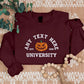 Halloween Embroidered Sweatshirt, Personalised Text/Date Crewneck University Fall Jumper, Vintage Halloween Theme Pumpkin Embroidery Costume