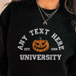 Halloween Embroidered Sweatshirt, Personalised Text/Date Crewneck University Fall Jumper, Vintage Halloween Theme Pumpkin Embroidery Costume