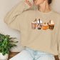 Halloween Coffee Sweatshirt, Vintage Autumn Fall Sweater, Pumpkin Coffee Cups Crewneck Jumper, Halloween Clothing, Halloween Night Outfits