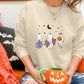 Floral Ghost Halloween Sweater, Vintage Floral Ghost Printed Sweatshirt, Halloween Family Jumper, Halloween Tops, Retro Halloween Party Gift
