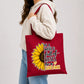 Inspirational sunflower quote print white cotton Tote Bag