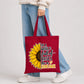 Inspirational sunflower quote print white cotton Tote Bag