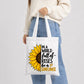 Inspirational sunflower quote print white cotton Tote Bag