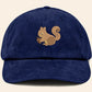 Squirrel Corduroy Cap, Embroidered Vintage Baseball Cap, Wildlife Cool Design Sun Hat, Comfort Colors Animal Designs Caps,