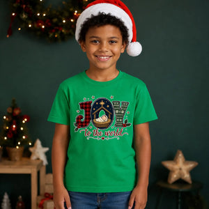 Joy To The World Nativity Scene Art Christmas Kids T-Shirt