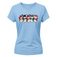Joyful smiling snowmen line Christmas Ladies T-Shirt