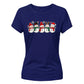 Joyful smiling snowmen line Christmas Ladies T-Shirt