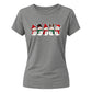 Joyful smiling snowmen line Christmas Ladies T-Shirt
