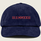 Roman Numeral Corduroy Cap, Embroidered Vintage Custom Date Hat, Personalised Anniversary Wedding Birthday Date In Roman Matching Couple Hat